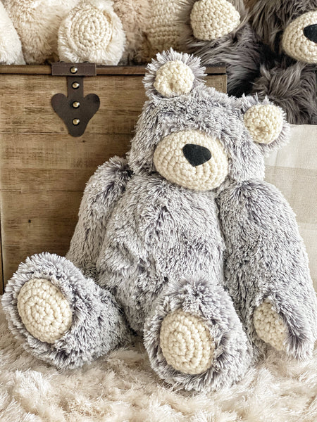 ClaraLoo Large Plush Bear Bud - Grey Frosted Minky